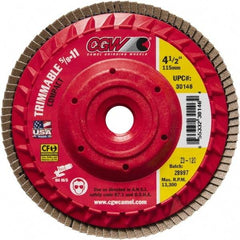 Camel Grinding Wheels - 60 Grit, 6" Disc Diam, 5/8-11 Center Hole, Compact Zirconia Alumina Flap Disc - 10,200 Max RPM, Poly Cotton Backing, Arbor Attaching System, Coated - Americas Industrial Supply