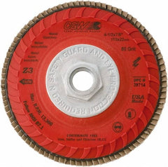 Camel Grinding Wheels - 120 Grit, 5" Disc Diam, 5/8-11 Center Hole, Compact Zirconia Alumina Flap Disc - 12,200 Max RPM, Poly Cotton Backing, Arbor Attaching System, Coated - Americas Industrial Supply