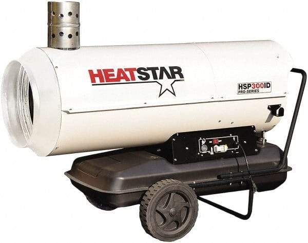 Heatstar - 285,000 BTU Rating, Kerosene/Diesel Indirect Fired Forced Air Heater - 7,125 Sq Ft Max Heating Area, 27.7 Gal Capacity, Fuel with Diesel, Kerosene, JP-8 & Jet8 - Americas Industrial Supply