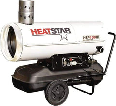 Heatstar - 122,000 BTU Rating, Kerosene/Diesel Indirect Fired Forced Air Heater - 3,050 Sq Ft Max Heating Area, 17 Gal Capacity, Fuel with Diesel, Kerosene, JP-8 & Jet8 - Americas Industrial Supply