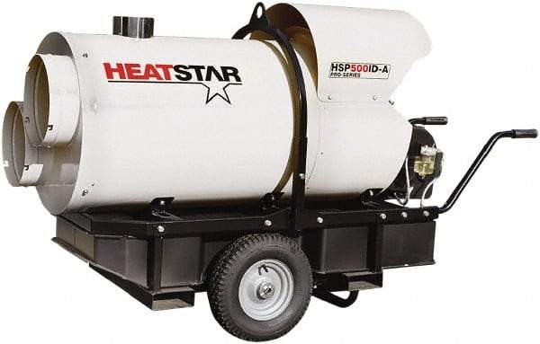 Heatstar - 400,000 BTU Rating, Kerosene/Diesel Indirect Fired Forced Air Heater - 10,000 Sq Ft Max Heating Area, 46 Gal Capacity, Fuel with Diesel, Kerosene, JP-8 & Jet8 - Americas Industrial Supply