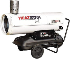 Heatstar - 180,000 BTU Rating, Kerosene/Diesel Indirect Fired Forced Air Heater - 4,625 Sq Ft Max Heating Area, 17 Gal Capacity, Fuel with Diesel, Kerosene, JP-8 & Jet8 - Americas Industrial Supply