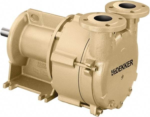 DEKKER Vacuum Technologies - 29 Hg Max, 1-1/2" ANSI 150# RF Flanged Inlet & Discharge, Single Stage Liquid Ring Vaccum Pump - 300 CFM, 20 hp, Cast Iron Housing, 316 Stainless Steel Impeller, 1,750 RPM, 230/460 Volts - Americas Industrial Supply