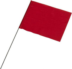 Ability One - 4" High x 5" Wide, Red PVC Marking Flag - 21" Overall Height - Americas Industrial Supply