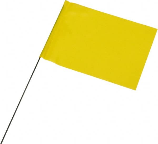 Ability One - 4" High x 5" Wide, Yellow PVC Marking Flag - 21" Overall Height - Americas Industrial Supply