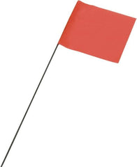 Ability One - 3" High x 3-1/2" Wide, Fluorescent Orange PVC Marking Flag - 21" Overall Height - Americas Industrial Supply