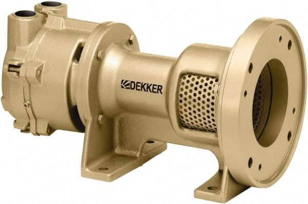 DEKKER Vacuum Technologies - 29 Hg Max, 1-1/2" ANSI 150# RF Flanged Inlet & Discharge, Single Stage Liquid Ring Vaccum Pump - 75 CFM, 5 hp, Cast Iron Housing, 316 Stainless Steel Impeller, 1,750 RPM, 230/460 Volts - Americas Industrial Supply