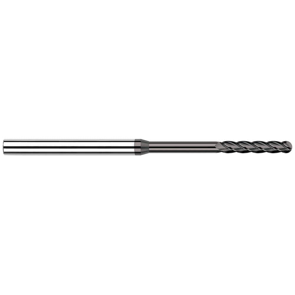 Harvey Tool - Ball End Mills; Mill Diameter (mm): 0.50 ; Mill Diameter (Decimal Inch): 0.0200 ; Number of Flutes: 4 ; Length of Cut (Decimal Inch): 0.1000 ; Material: Solid Carbide ; Overall Length (Inch): 2-1/2 - Exact Industrial Supply