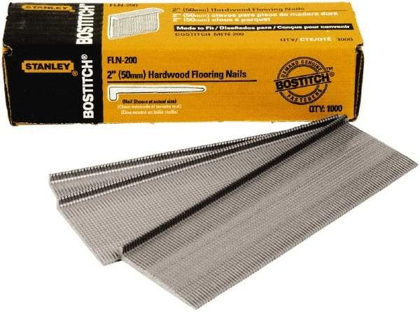 Stanley Bostitch - 16 Gauge 0.0598" Shank Diam 2" Long Brad Nails for Power Nailers - Steel, Galvanized Finish, Smooth Shank - Americas Industrial Supply