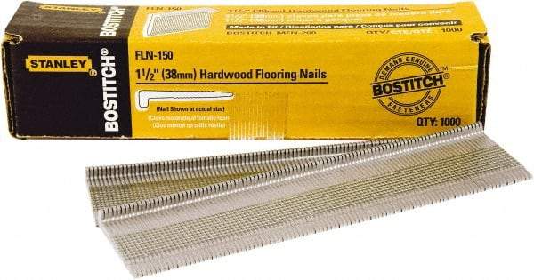 Stanley Bostitch - 16 Gauge 0.0598" Shank Diam 1-1/2" Long Brad Nails for Power Nailers - Steel, Galvanized Finish, Smooth Shank - Americas Industrial Supply