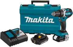 Makita - 18 Volt 1/2" Chuck Pistol Grip Handle Cordless Drill - 0-2000 RPM, Reversible, 2 Lithium-Ion Batteries Included - Americas Industrial Supply