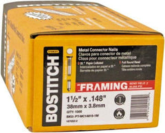 Stanley Bostitch - 16 Gauge 0.0598" Shank Diam 2-1/2" Long Metal Connecting Nails for Power Nailers - Steel, Galvanized Finish, Smooth Shank, Angled Stick Paper Tape Collation, Round Head - Americas Industrial Supply