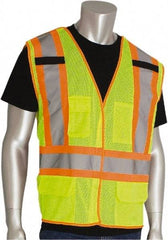 PIP - Size 2XL High Visibility Yellow Mesh Breakaway Vest - Hook & Loop Closure, 5 Pockets, Polyester - Americas Industrial Supply