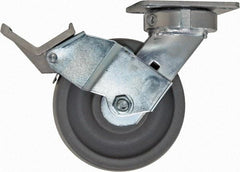 Caster Connection - 6" Diam x 2" Wide x 7-1/2" OAH Top Plate Mount Swivel Caster with Brake - Nylon, 1,500 Lb Capacity, Sealed Precision Ball Bearing, 4 x 4-1/2" Plate - Americas Industrial Supply