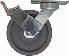 Caster Connection - 8" Diam x 2" Wide x 9-1/2" OAH Top Plate Mount Swivel Caster with Brake - Nylon, 2,000 Lb Capacity, Sealed Precision Ball Bearing, 4-1/2 x 6-1/4" Plate - Americas Industrial Supply
