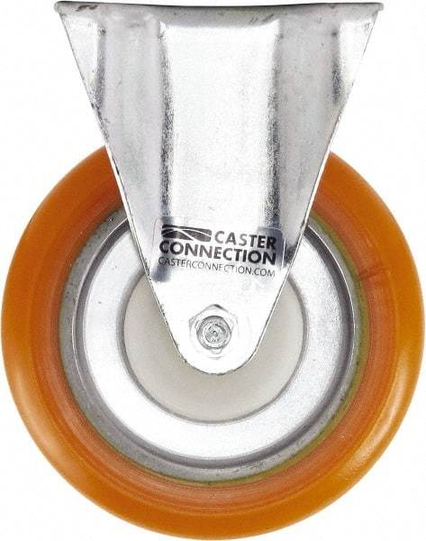 Caster Connection - 5" Diam x 1-1/4" Wide x 6-1/4" OAH Top Plate Mount Rigid Caster - Polyurethane, 450 Lb Capacity, Sealed Precision Ball Bearing, 2-3/8 x 3-5/8" Plate - Americas Industrial Supply