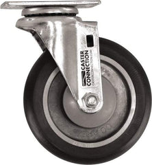 Caster Connection - 5" Diam x 1-1/4" Wide x 6-1/4" OAH Top Plate Mount Swivel Caster - Polyurethane, 450 Lb Capacity, Sealed Precision Ball Bearing, 2-3/8 x 3-5/8" Plate - Americas Industrial Supply