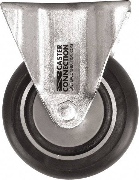 Caster Connection - 4" Diam x 1-1/4" Wide x 5-1/8" OAH Top Plate Mount Rigid Caster - Polyurethane, 400 Lb Capacity, Sealed Precision Ball Bearing, 2-3/8 x 3-5/8" Plate - Americas Industrial Supply