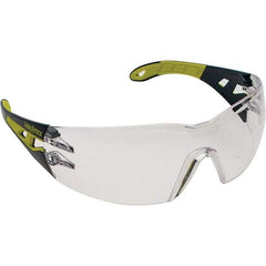 HexArmor - Clear Lenses, Framed Safety Glasses - Anti-Fog, Black/Yellow Frame, Size Universal, Wrap Around - Americas Industrial Supply