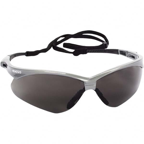 Jackson Safety - Smoke Lenses, Framed Safety Glasses - Anti-Fog, Scratch Resistant, Silver Nylon Frame, Size Universal, Wrap Around - Americas Industrial Supply