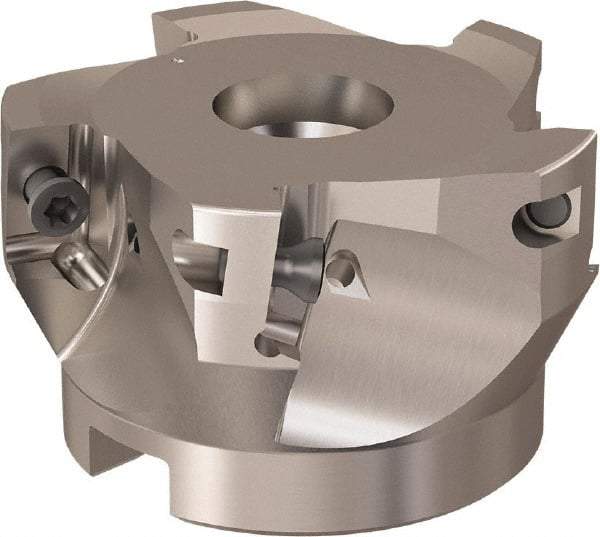 Seco - 5 Inserts, 66mm Cut Diam, 27mm Arbor Diam, 17mm Max Depth of Cut, Indexable Square-Shoulder Face Mill - 90° Lead Angle, 40mm High, XO.X 12.. Insert Compatibility, Through Coolant, Series R220.69 - Americas Industrial Supply