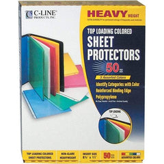 C-LINE - 50 Piece Assorted Colors Sheet Protectors-Ring Binder - 11" High x 8-1/2" Wide - Americas Industrial Supply