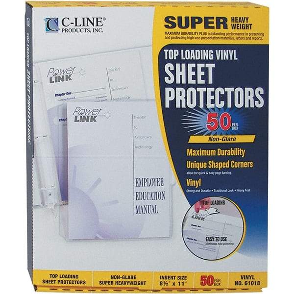 C-LINE - 50 Piece Clear Sheet Protectors-Ring Binder - 11" High x 8-1/2" Wide - Americas Industrial Supply