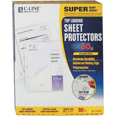 C-LINE - 50 Piece Clear Sheet Protectors-Ring Binder - 11" High x 8-1/2" Wide - Americas Industrial Supply