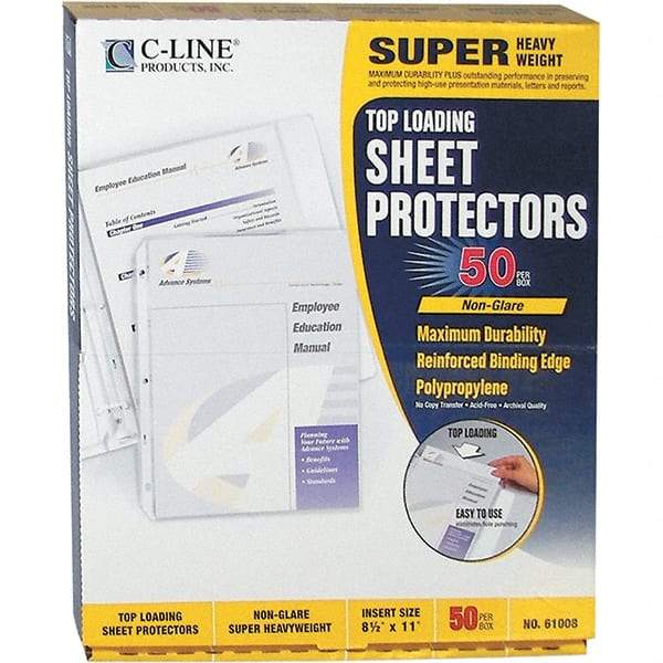 C-LINE - 50 Piece Clear Sheet Protectors-Ring Binder - 11" High x 8-1/2" Wide - Americas Industrial Supply