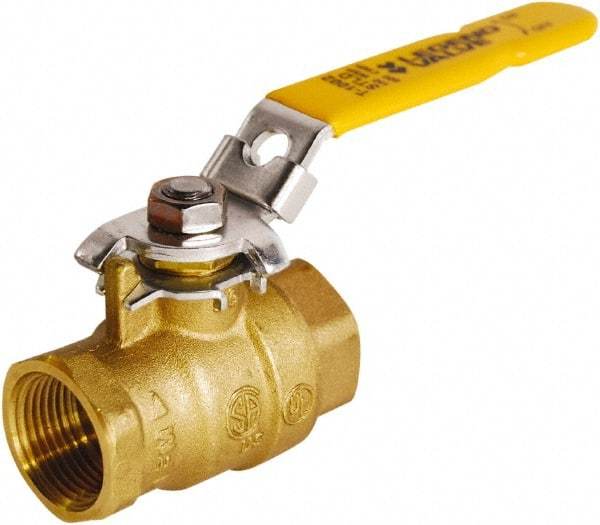 Legend Valve - 1" Pipe, Full Port, Brass Full Port Ball Valve - 2 Piece, FNPT x FNPT Ends, Locking Lever Handle, 600 WOG, 150 WSP - Americas Industrial Supply