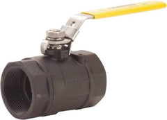 Legend Valve - 1-1/2" Pipe, Large Port, Carbon Steel Standard Ball Valve - 2 Piece, FNPT x FNPT Ends, Locking Lever Handle, 1,500 WOG, 150 WSP - Americas Industrial Supply