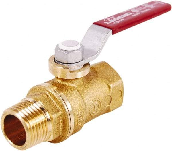Legend Valve - 3/8" Pipe, Standard Port, Lead Free Brass Standard Ball Valve - 2 Piece, MNPT x FNPT Ends, Tee Handle, 400 WOG, 125 WSP - Americas Industrial Supply