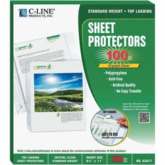 C-LINE - 100 Piece Clear Sheet Protectors-Ring Binder - 11" High x 8-1/2" Wide - Americas Industrial Supply