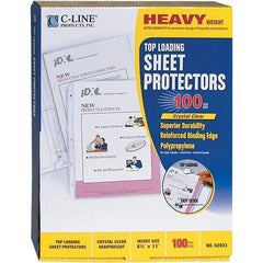 C-LINE - 100 Piece Clear Sheet Protectors-Ring Binder - 11" High x 8-1/2" Wide - Americas Industrial Supply