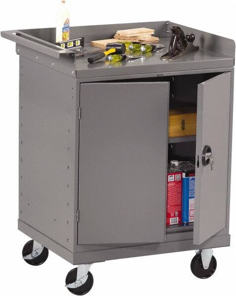 Tennsco - 1,000 Lb Capacity, 1 Shelf, 2 Door Mobile Bench - 33" Wide x 25" Deep x 43" High, Steel - Americas Industrial Supply