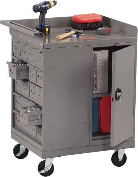 Tennsco - 1,000 Lb Capacity, 1 Shelf, 1 Door Mobile Bench - 33" Wide x 25" Deep x 43" High, Steel - Americas Industrial Supply