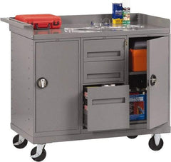 Tennsco - 1,000 Lb Capacity, 2 Shelf, 2 Door Mobile Bench - 45" Wide x 25" Deep x 43" High, Steel - Americas Industrial Supply