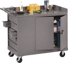 Tennsco - 1,000 Lb Capacity, 1 Shelf, 20 Bin, 1 Door Mobile Bench - 45" Wide x 25" Deep x 43" High, Steel - Americas Industrial Supply