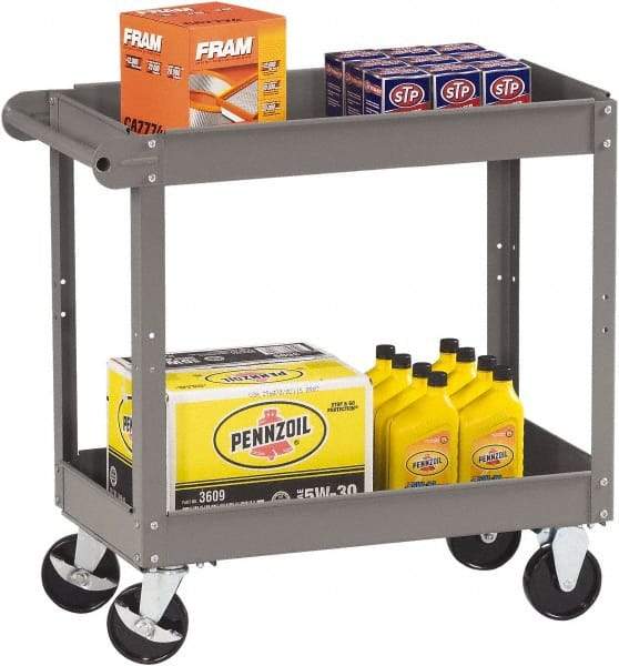 Tennsco - 150 Lb Capacity, 30" Wide x 16" Long x 32" High Service Cart - 2 Shelf, Steel, 2 Rigid/2 Swivel Casters - Americas Industrial Supply