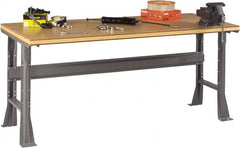 Tennsco - 72 Wide x 36" Deep x 33-3/4" High, Wood Workbench - Fixed Flared Legs, Medium Gray - Americas Industrial Supply