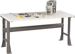 Tennsco - 72 Wide x 36" Deep x 33-1/2" High, Plastic Laminate Workbench - Fixed Flared Legs, Medium Gray - Americas Industrial Supply