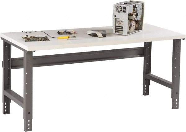 Tennsco - 60 Wide x 36" Deep x 33-3/4" High, Plastic Laminate Workbench - Adjustable Height Legs, Medium Gray - Americas Industrial Supply