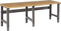 Tennsco - 96 Wide x 30" Deep x 33-3/4" High, Wood Workbench - Adjustable Height Legs, Medium Gray - Americas Industrial Supply