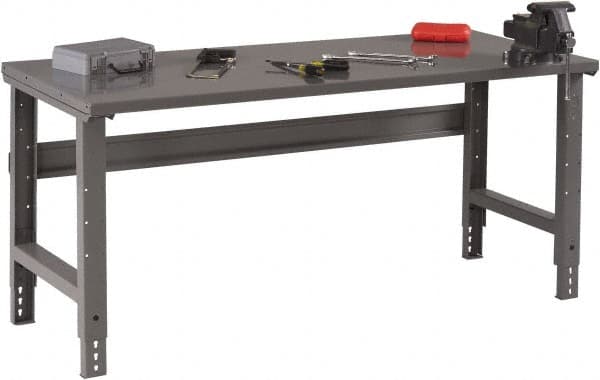 Tennsco - 72 Wide x 30" Deep x 33-1/2" High, 12 Gauge Steel Workbench - Adjustable Height Legs, Medium Gray - Americas Industrial Supply