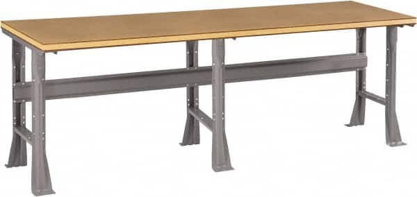 Tennsco - 96 Wide x 36" Deep x 33-3/4" High, Wood Workbench - Fixed Flared Legs, Medium Gray - Americas Industrial Supply