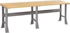 Tennsco - 96 Wide x 36" Deep x 33-3/4" High, Butcher Block Workbench - Fixed Flared Legs, Medium Gray - Americas Industrial Supply