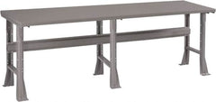 Tennsco - 96 Wide x 36" Deep x 33-1/2" High, 12 Gauge Steel Workbench - Fixed Flared Legs, Medium Gray - Americas Industrial Supply