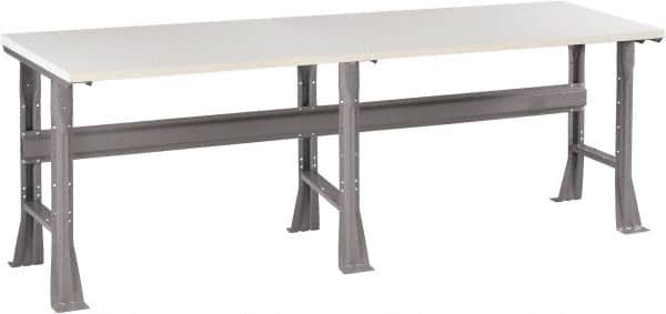 Tennsco - 96 Wide x 36" Deep x 33-1/2" High, Plastic Laminate Workbench - Fixed Flared Legs, Medium Gray - Americas Industrial Supply