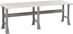 Tennsco - 96 Wide x 36" Deep x 33-1/2" High, Plastic Laminate Workbench - Fixed Flared Legs, Medium Gray - Americas Industrial Supply