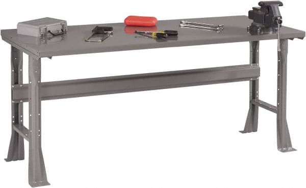 Tennsco - 60 Wide x 36" Deep x 33-1/2" High, 12 Gauge Steel Workbench - Fixed Flared Legs, Medium Gray - Americas Industrial Supply